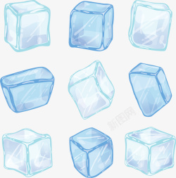 冰块卡通天蓝色卡通夏季冰块矢量图高清图片