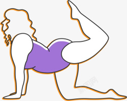 微胖女生紫色线条瑜伽女孩高清图片