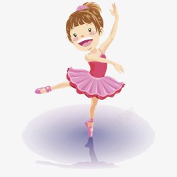 卡通穿粉色礼服表演舞蹈的女孩素材