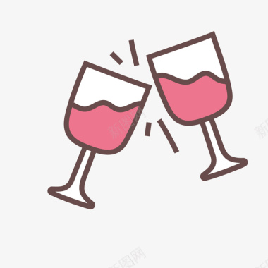 中式婚礼设计碰杯的粉色可爱图标图标