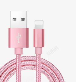 USB线放在一角的粉红色数据线高清图片