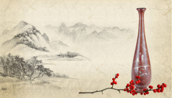 展示广告中国风花瓶古董拍卖宣传海报背景高清图片