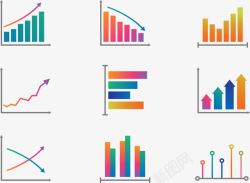 企业分析可爱彩色价格走势图标高清图片