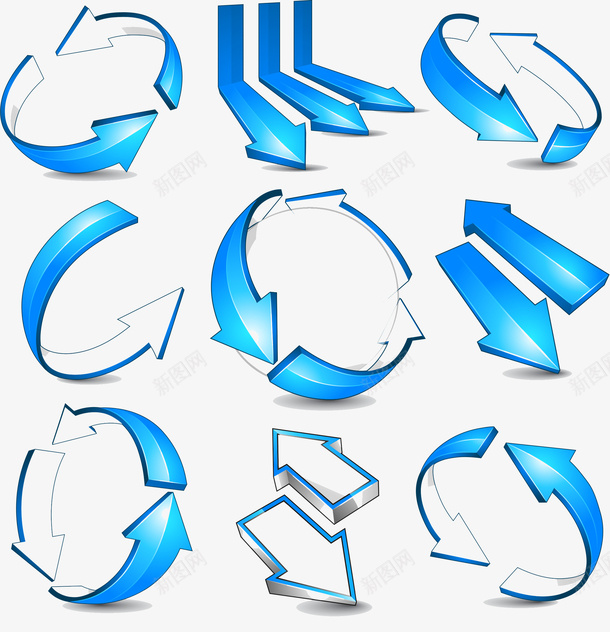 蓝色立体3D箭头矢量图ai免抠素材_88icon https://88icon.com 立体3D 箭头矢量素材 蓝色 矢量图