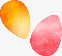 水彩彩蛋水彩手绘复活节双彩蛋兔子高清图片