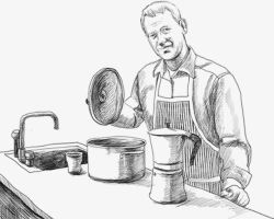 欧美厨房设计素描厨师高清图片