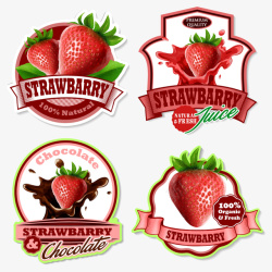 草莓甜点标签矢量图素材