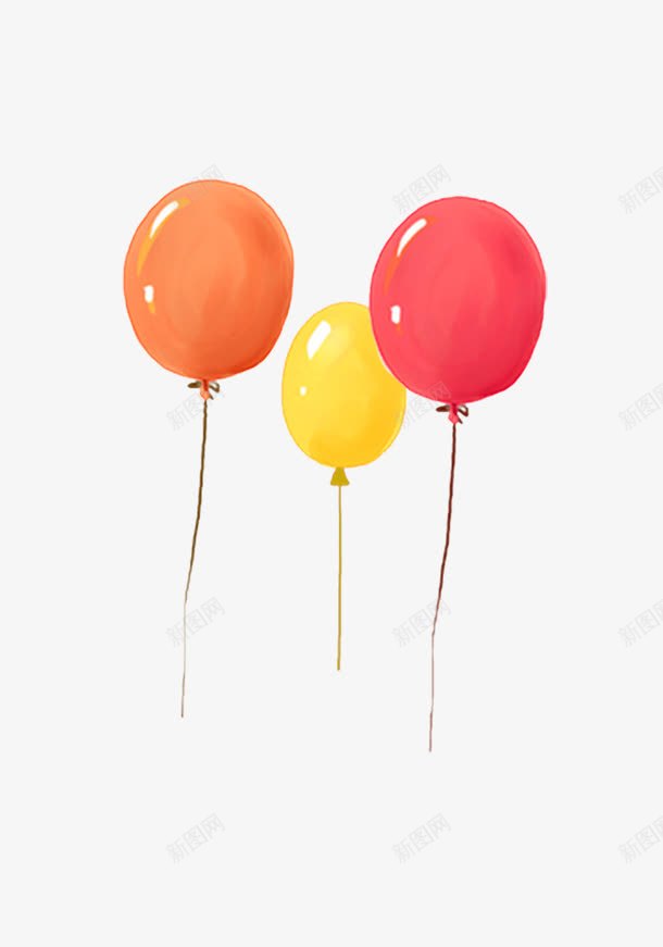 彩色气球png免抠素材_88icon https://88icon.com 彩色 手绘 橘黄 橙色 气球 简约 红色 黄色