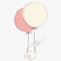 红色气球兔子手绘矢量图素材