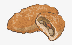 饼夹菜广告手绘卡通美味鳕鱼饼高清图片