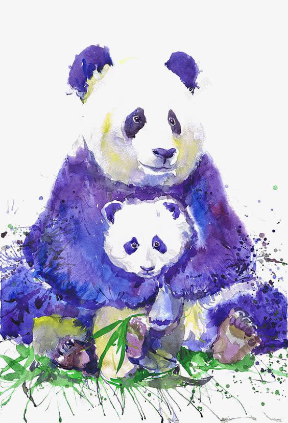 卡通大熊猫png免抠素材_88icon https://88icon.com 亲子 动物 喷溅 大熊猫 母子 水彩