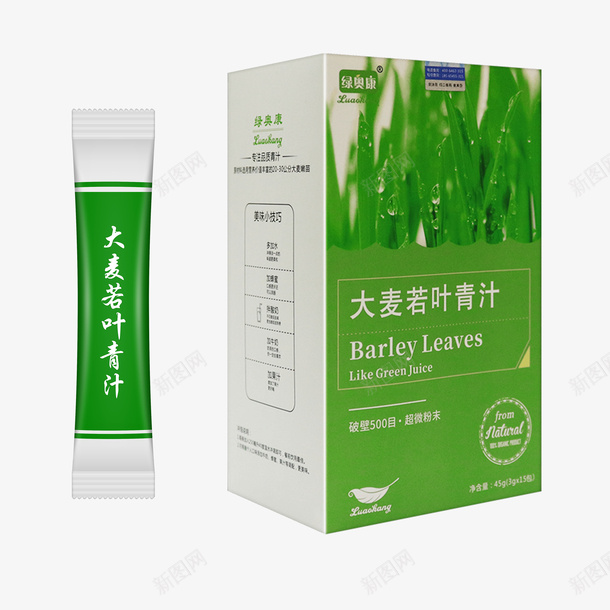 保健食品绿色盒子psd_88icon https://88icon.com 保健食品 大麦青汁若叶 条装粉剂 粉剂 绿色包装 绿色盒子