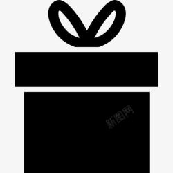 黑色底盒礼品盒剪影与丝带蝴蝶结上图标高清图片