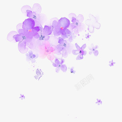 手绘水彩紫色花卉素材