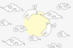 月亮和兔子矢量图素材