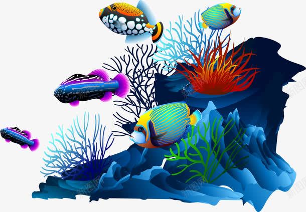 海底世界png免抠素材_88icon https://88icon.com 卡通 水草 海底 珊瑚 生物 石头 鱼群