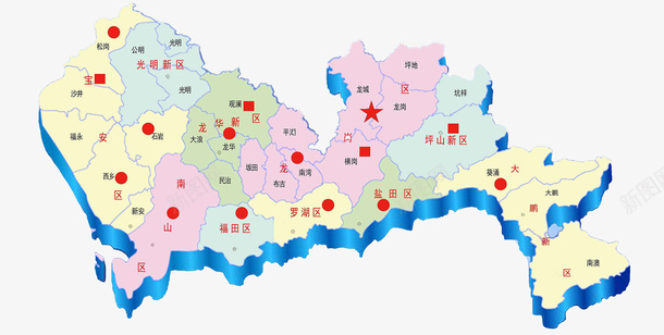 深圳地图png免抠素材_88icon https://88icon.com png图形 png装饰 地图 彩色 深圳 装饰