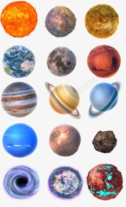 像素风图标太阳系各大行星图标高清图片