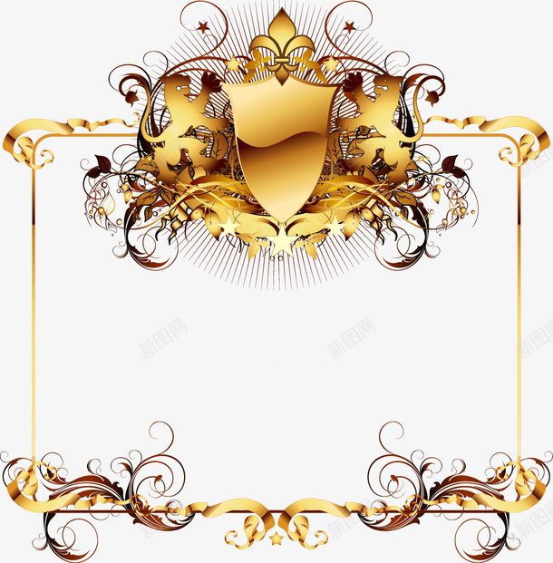 金色欧式花纹边框矢量图ai免抠素材_88icon https://88icon.com 欧式 矢量图 纪念日花纹 花纹 边框 金色