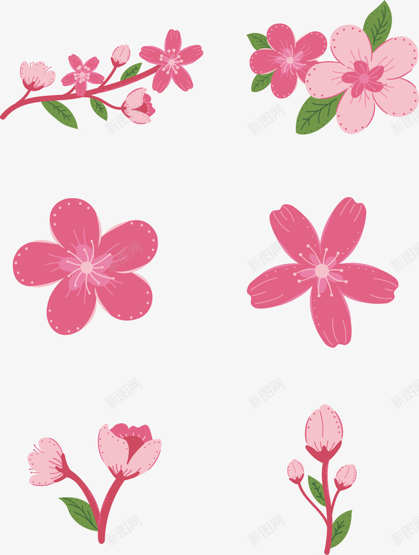 手绘春天花朵装饰矢量图ai免抠素材_88icon https://88icon.com 春天 春天花朵 桃花 樱花 绿植 花卉 花瓣 矢量图
