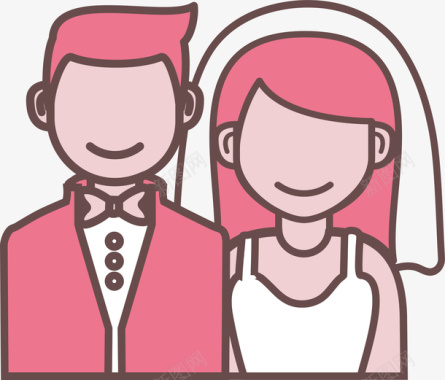 手绘婚礼图片粉色结婚婚礼图标图标