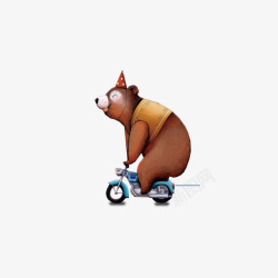 马戏团的小熊卡通骑摩托车的小熊高清图片