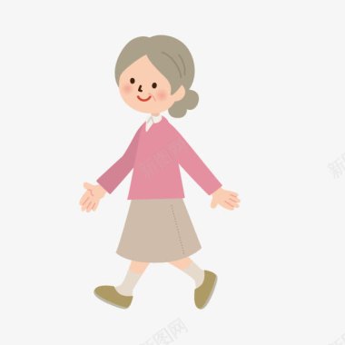 奶奶卡通人物图标走路的老人图标
