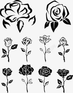 图标合集手绘线描玫瑰合集图标高清图片