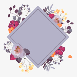 紫色花卉装饰边框矢量图素材