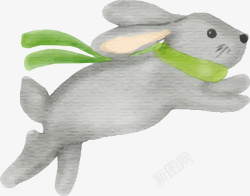 小灰兔奔跑的手绘小灰兔高清图片