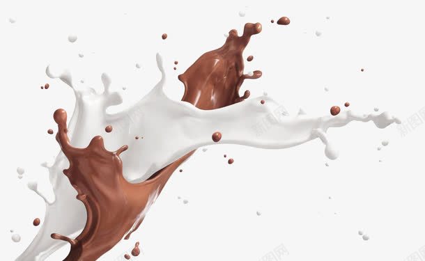 牛奶巧克力碰撞png免抠素材_88icon https://88icon.com 咖啡色 液体 白色