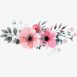 卡通粉红色的植物花卉矢量图素材