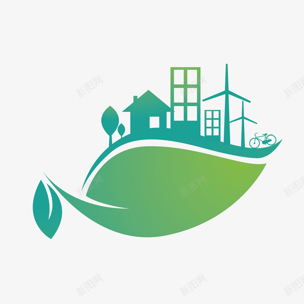 绿色环保爱护地球矢量图ai免抠素材_88icon https://88icon.com AI源文件 保护环境 卡通建筑 树叶 爱护地球 环保 环保海报 矢量图 绿色出行 绿色地球 绿色环保