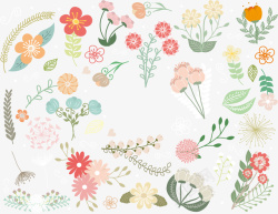 小清新水墨水彩植物花卉矢量图高清图片