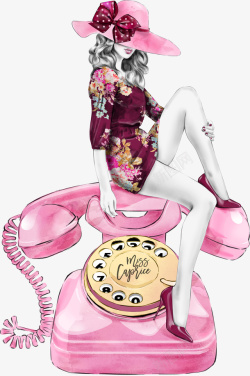 可爱小清新装饰海报装饰粉色电话素材