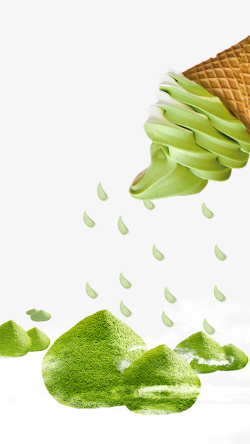 抹茶冰淇淋奶茶店冷饮店健康绿色素材