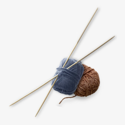 粗针围巾两个毛线球和编织针高清图片