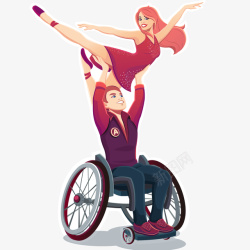缺陷残疾人芭蕾舞表演插画矢量图高清图片