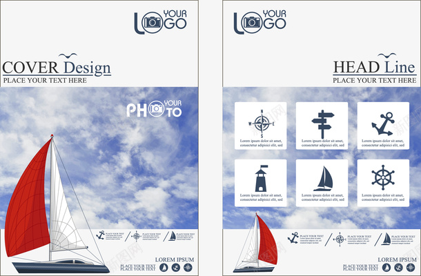 创意单页矢量图ai免抠素材_88icon https://88icon.com 商务单页 宣传单 帆船宣传单 潮流单页矢量素材 矢量图