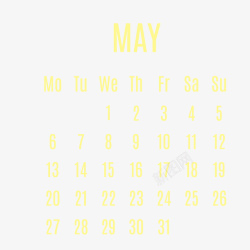 黄色2019年5月日历矢量图素材