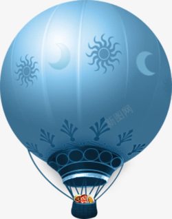 蓝色热气球素材