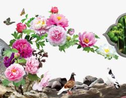 庭院花卉中国风背景高清图片