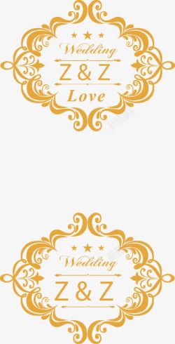 婚礼标志边框花纹素材