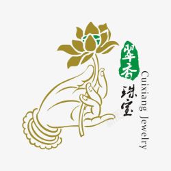 莲花标志翡翠珠宝佛手莲花图标高清图片