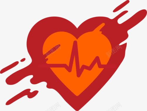 心电图红色红色爱心献血图标图标