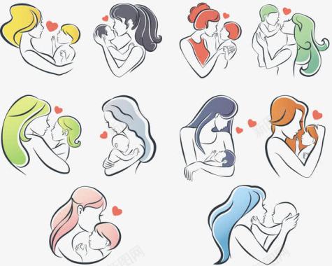 抱着婴儿的妈妈简约温馨母婴logo图标图标
