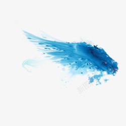 蓝色水翅膀素材