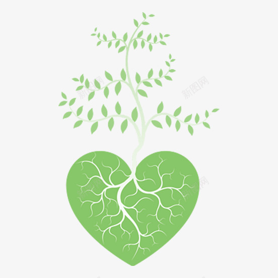 手绘绿色植物心形树根png免抠素材_88icon https://88icon.com 包装设计 宣传 宣传海报 心脏 树根 根系 生命力 绿色植物