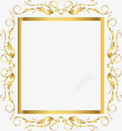 镂空方形金色花边相框高清图片