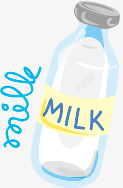 牛奶玻璃瓶子装饰牛奶瓶矢量图高清图片